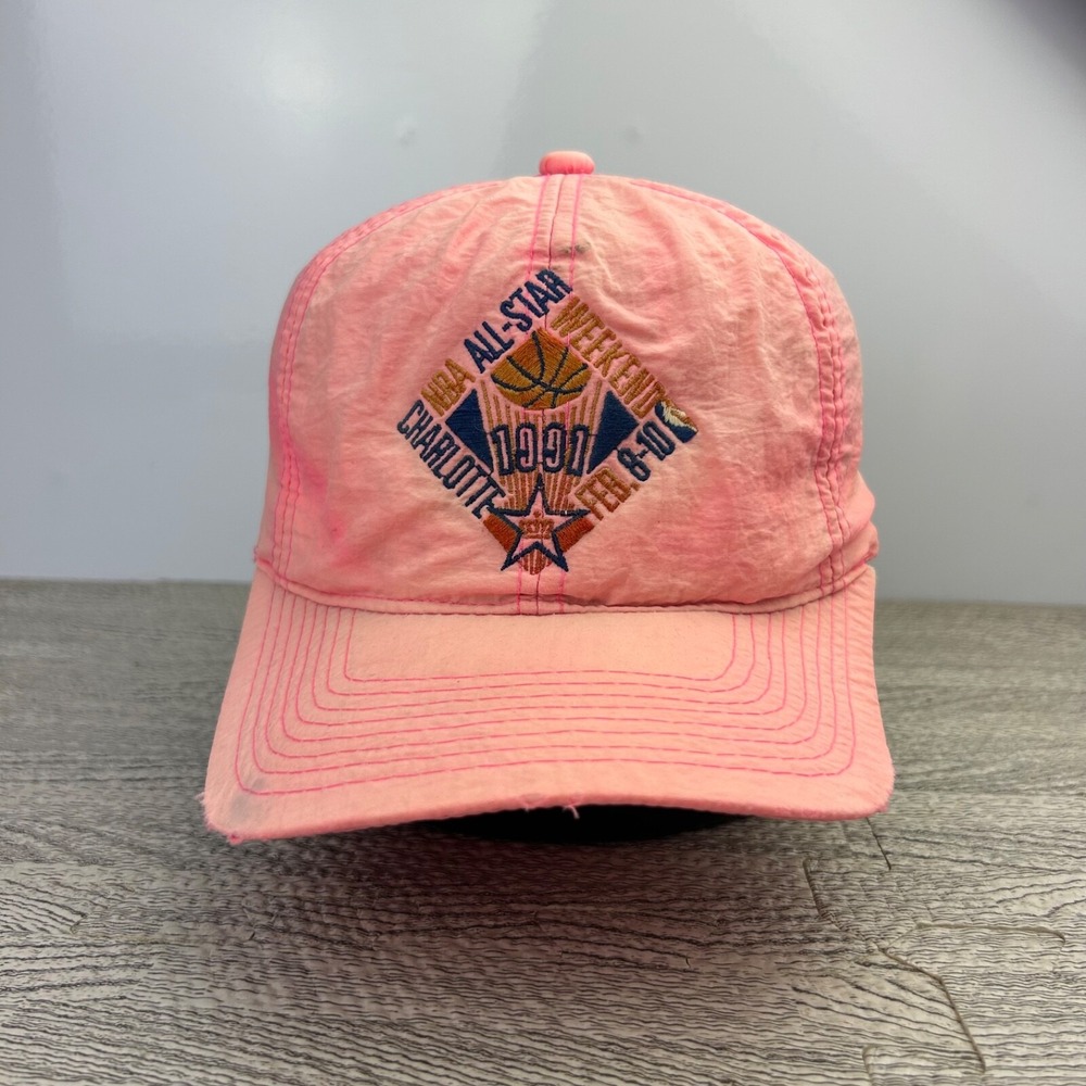 Vintage 90s Starter NBA All Star Weekend Hat Cap Snap Back Adjustable Pink 1991